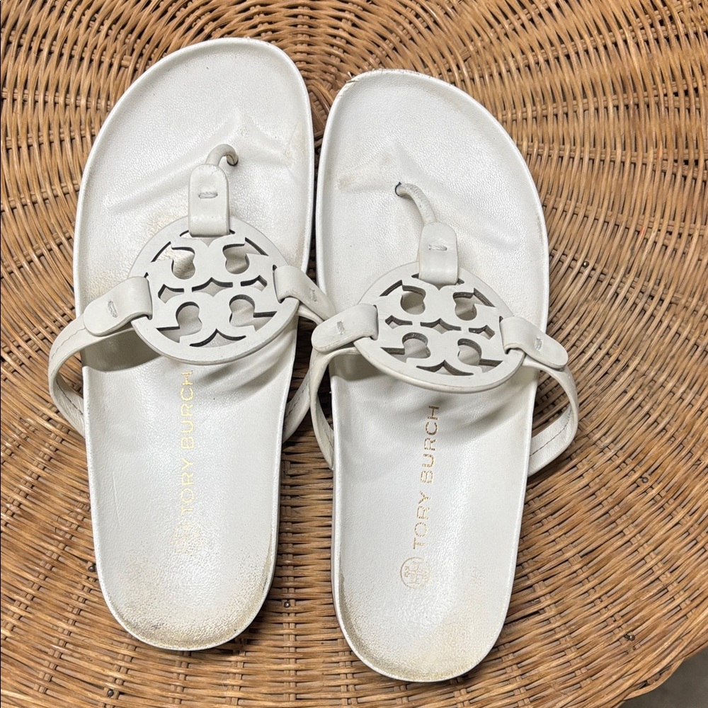 Tory Burch White Logo Sandals
